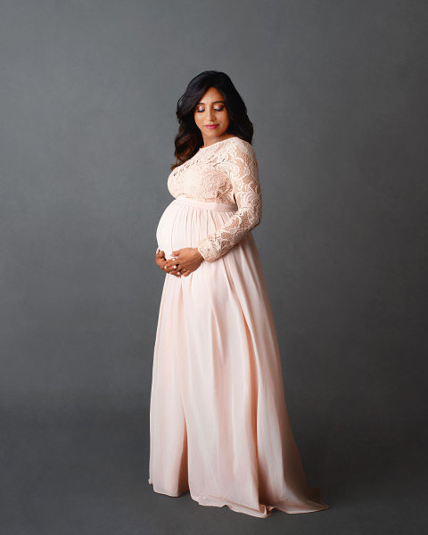 maternity photographer near Atlanta in West Georgia, studio pregnancy portrait on gray