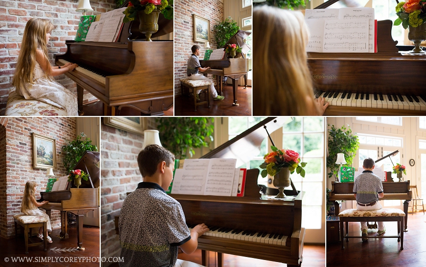 children practicing piano by Atlanta lifestyle photographer