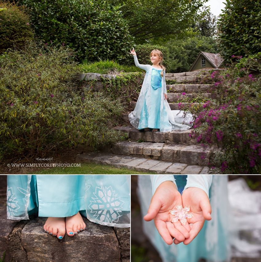 little girl dressed up as Elsa by Atlanta photographer