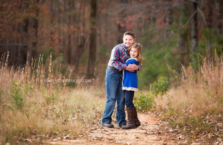 siblings during an outdoor family photography session in west Georgia