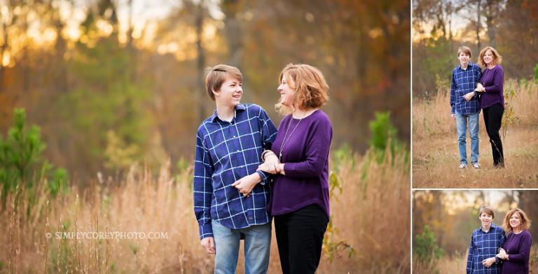 Mom and teen son by Atlanta family photographer