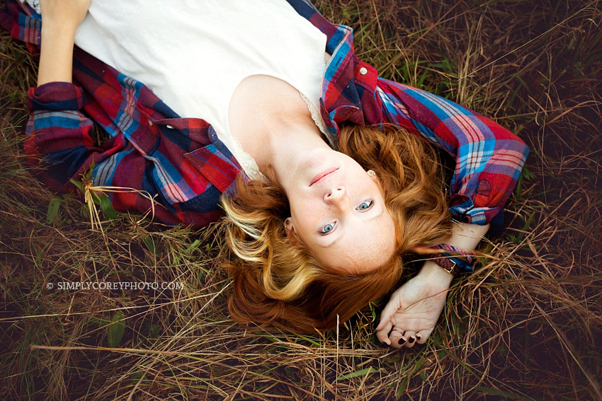 outdoor, rustic photography session by Newnan senior portrait photographer