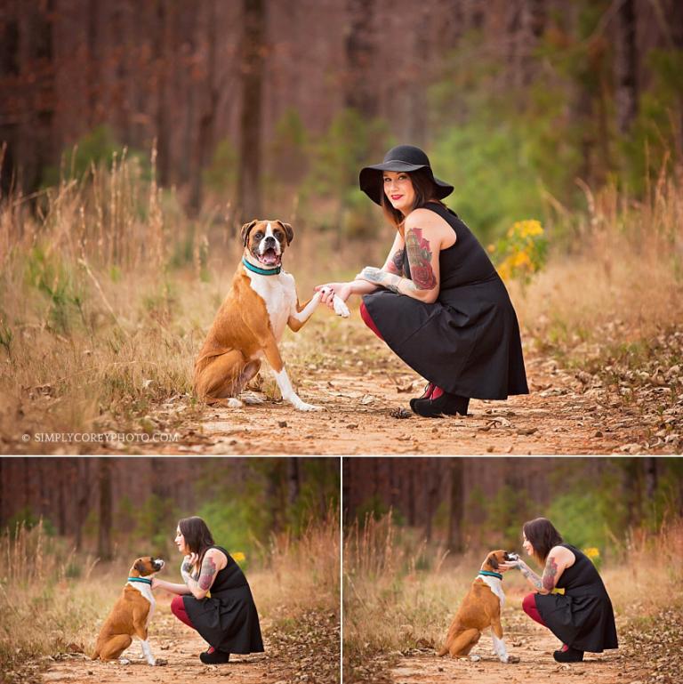woman and her Boxer dog by Atlanta pet photographer