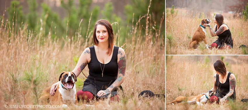 Atlanta pet photography of a woman and her Boxer