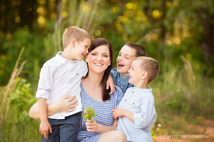 Mom and her boys during a Mommy and Me photography session by Atlanta family photographer