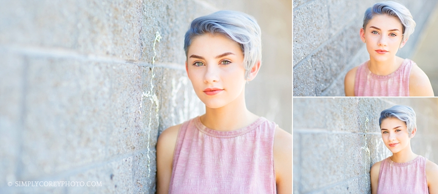 teen model with lavender hair by Atlanta headshots photographer