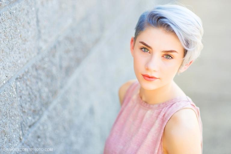 teen with lavender hair by Atlanta modeling headshots photographer