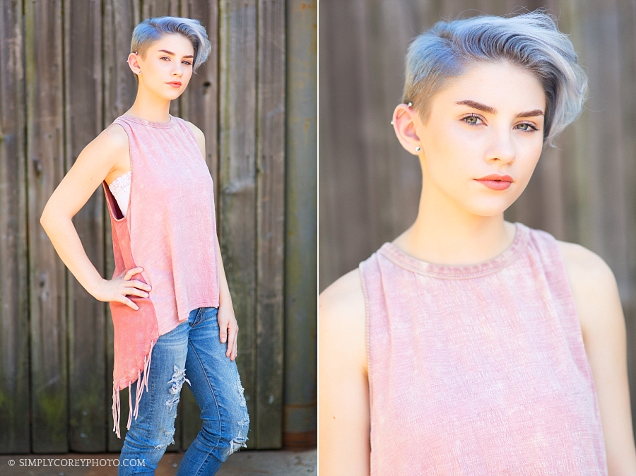 teen with lavender hair by Atlanta modeling headshots photographer