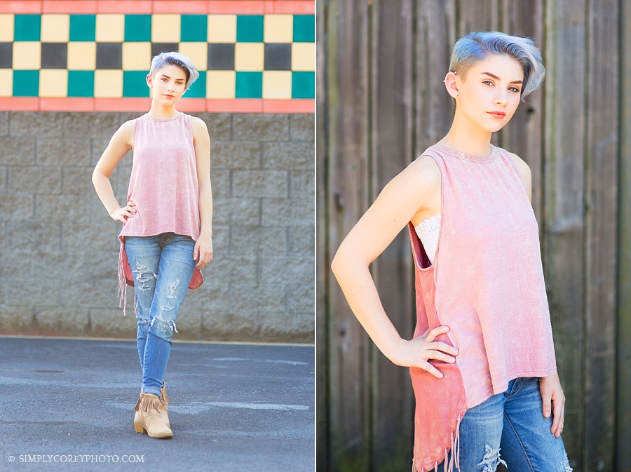 teen model with lavender hair by Atlanta headshots photographer