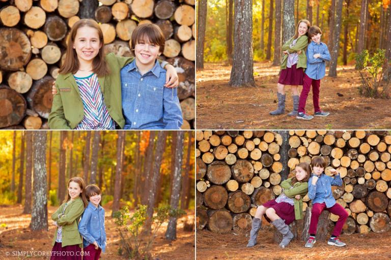 brother and sister during an outdoor family session by Atlanta tween photographer