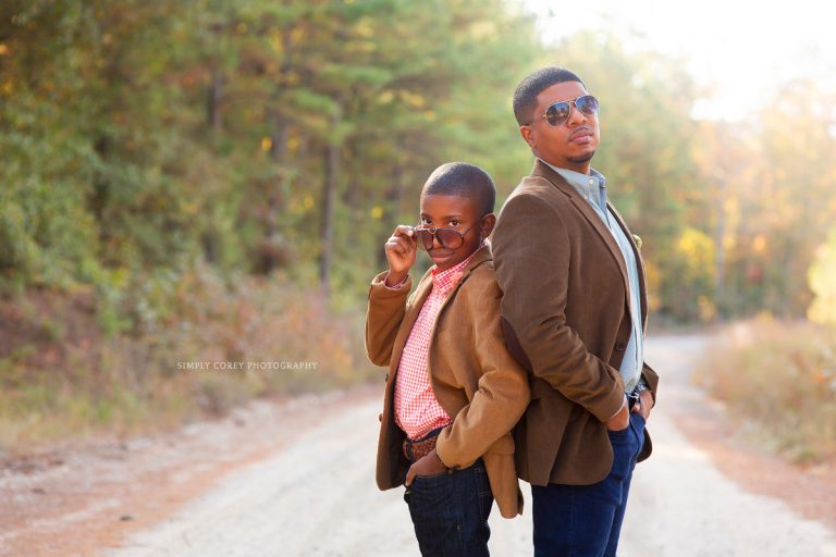 Dad and son in sunglasses by Atlanta family photographer