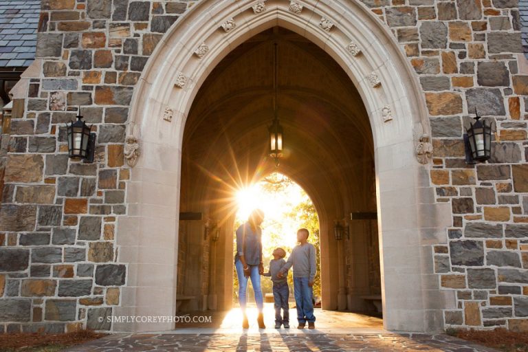 mother and sons with sun flare by Atlanta family photographer