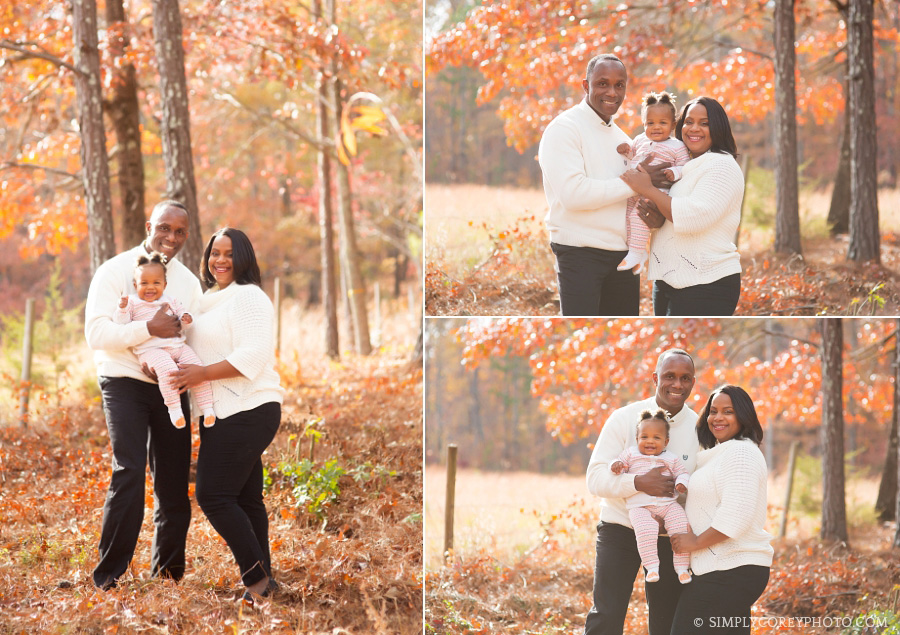 Atlanta family photography, fall portraits of parents with baby 