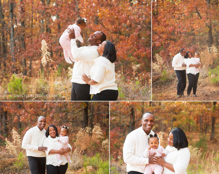 Douglasville family photography, fall portraits of parents with baby 