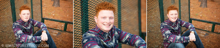 outdoor Villa Rica senior portraits, teen boy outside