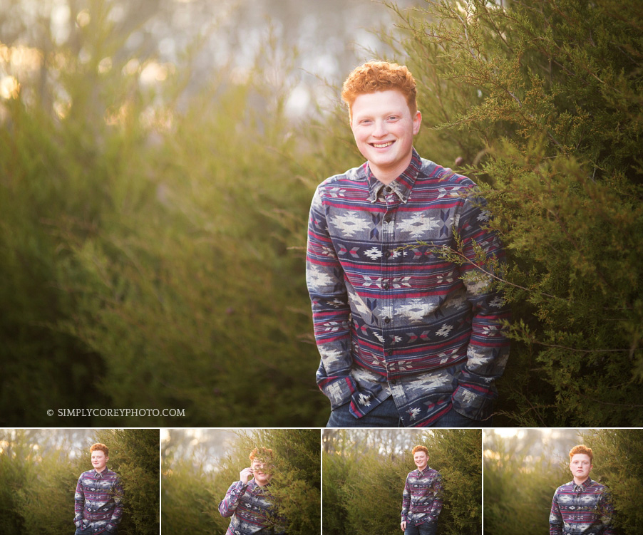 outdoor photo session with a teen boy, senior portrait photographer Atlanta