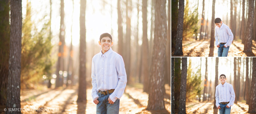 Atlanta senior portrait photography of a teen boy outside