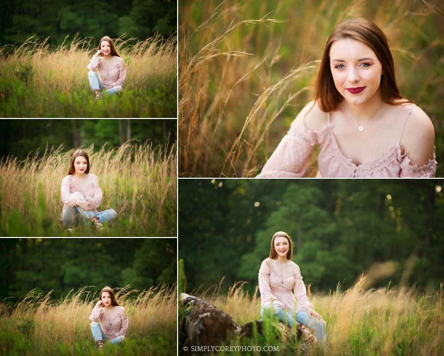 Villa Rica senior portraits of a teen girl outside in a field