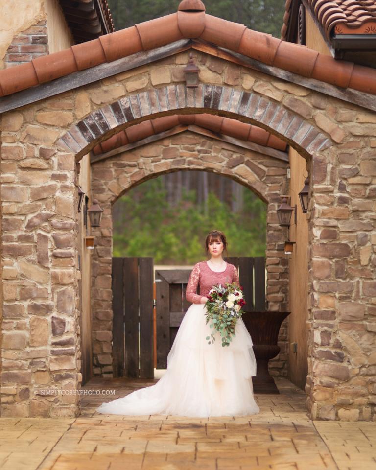 bridal portrait outside of Tuscany Hills Country Club by Atlanta wedding photographer