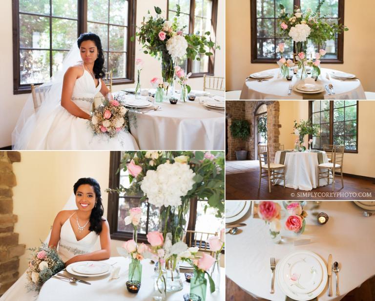 bride at a wedding reception table by west Georgia elopement photographer