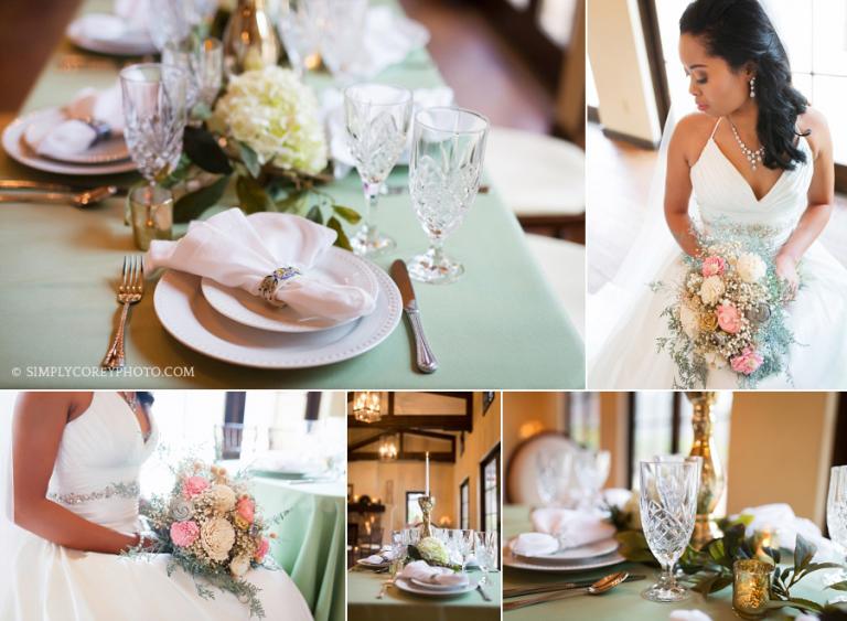 bride at intimate elopement reception table by Newnan wedding photographer