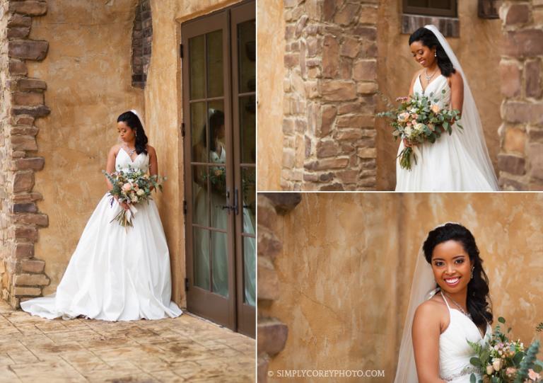 bride outside Tuscany Hills Country Club wedding venue by Newnan elopement photographer