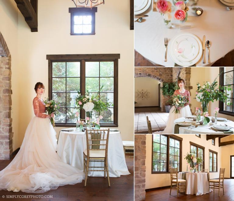 bride at a reception table by Douglasville wedding photographer
