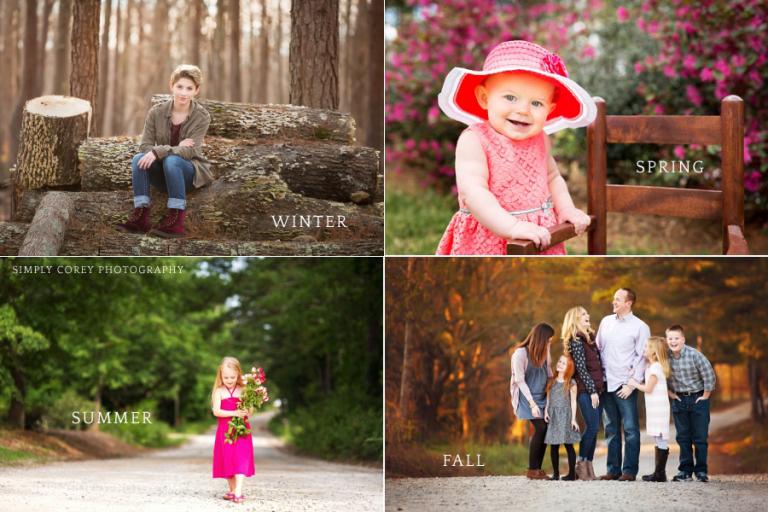 Atlanta family photographer, Simply Corey Photography, shows photos in every season