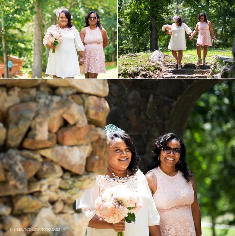 bride walking with mother by west Georgia elopement photographer