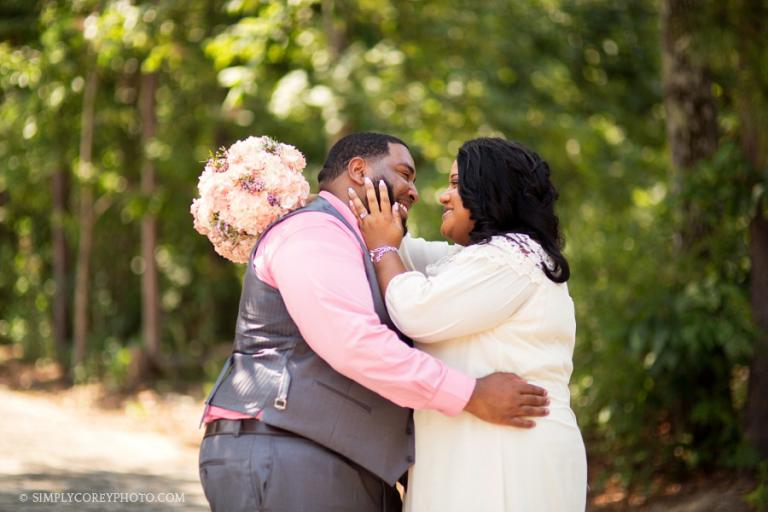 bride and groom by Douglasville elopement photographer