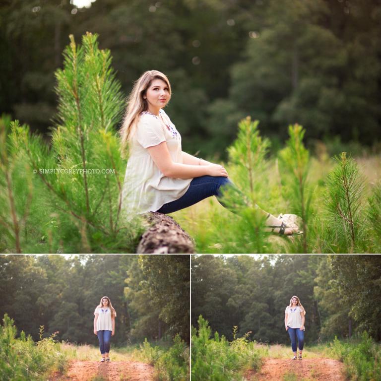 outdoor photography session by Douglasville senior portrait photographer 