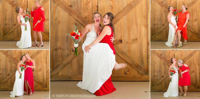 Atlanta wedding photography of funny bridesmaids with the bride