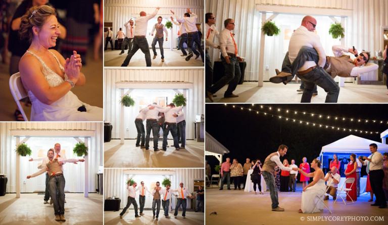groom dance at the Barn at Tatum Acres reception by west Georgia wedding photographer
