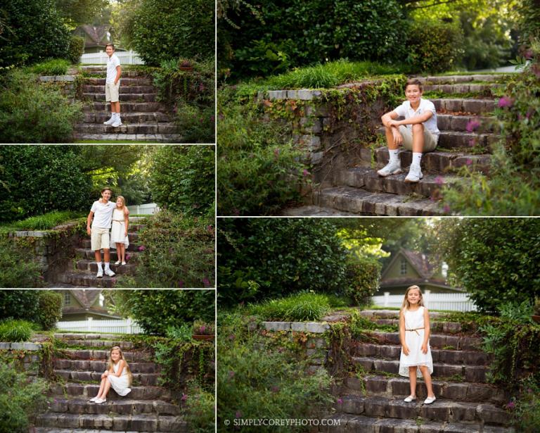 Atlanta children's photographer kids stone steps