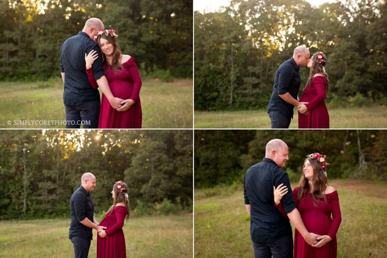 expecting couple outdoors by Carrollton maternity photographer