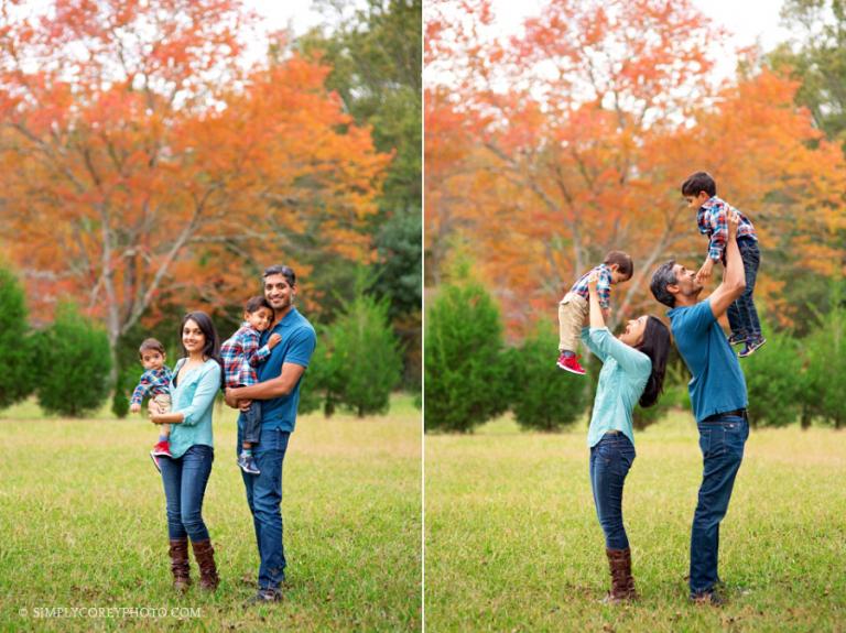 Carrollton family photographer outside fall portraits family of four