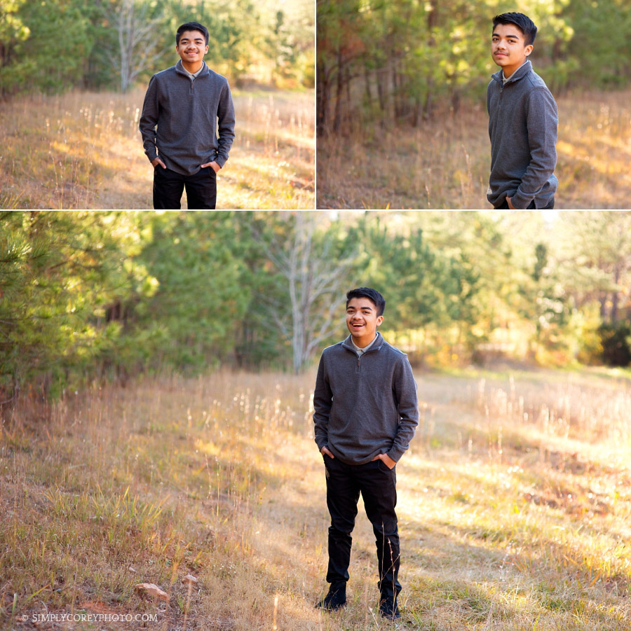 boy in a field by Villa Rica teen photographer