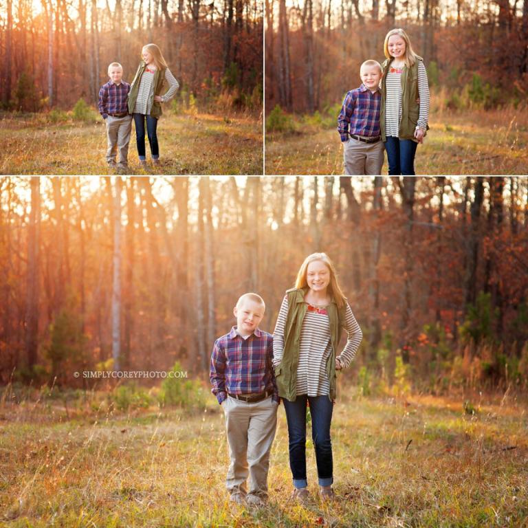 Atlanta children's photographer, siblings fall portrait in a field
