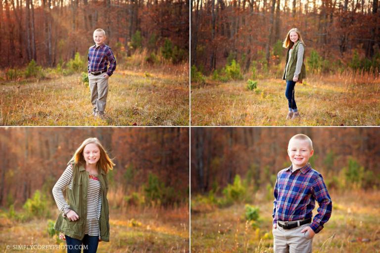 Villa Rica children's photographer, fall portraits of siblings in a field