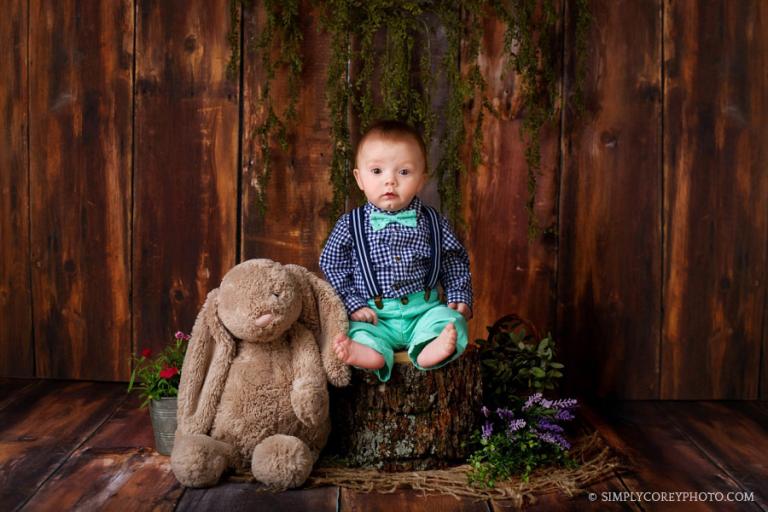 baby photographer, Atlanta, boy studio spring portraits with bunny