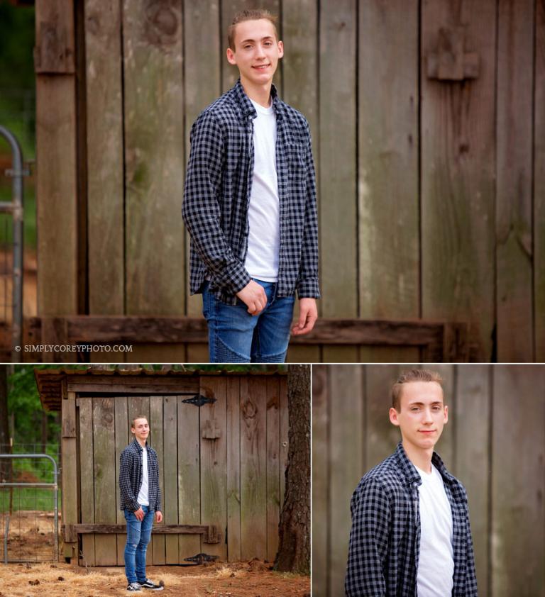 senior portrait photographer Villa Rica, teen boy outside