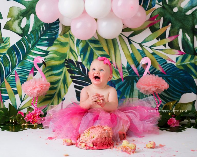 Cora’s Flamingo Cake Smash Session