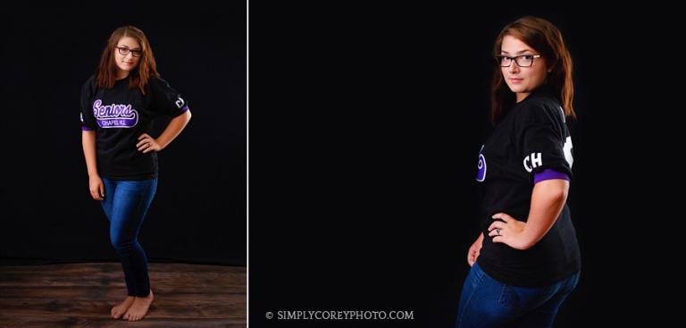 Douglasville senior photographer, teen girl in a Chapel Hill jersey