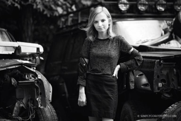 Douglasville senior portrait photographer, teen girl with broken jeeps