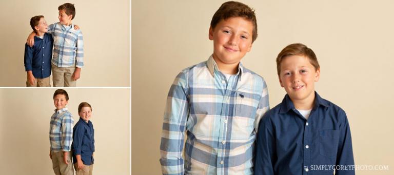 Atlanta family photographer, studio session with tween brothers