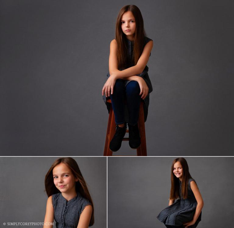 Douglasville headshot photographer, tween girl in studio