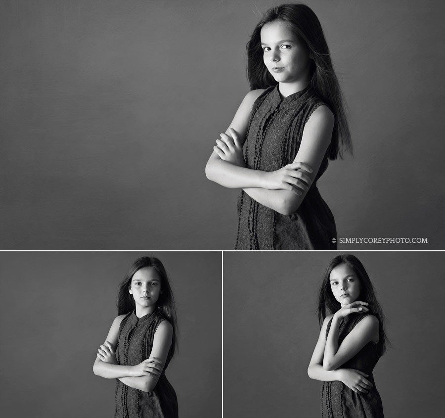 Villa Rica headshot photographer, girl in black and white