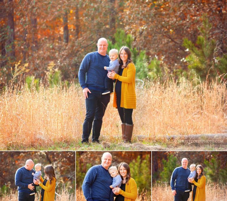 Villa Rica family photographer, outside portrait in tall grass