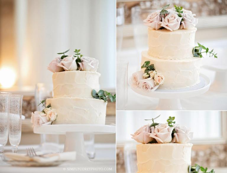 Atlanta wedding photographer, Sweet Cheats wedding cake with flowers