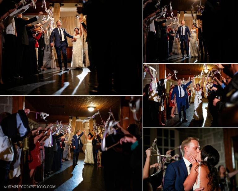 Atlanta wedding photography of a ribbon exit inside the Piedmont Room